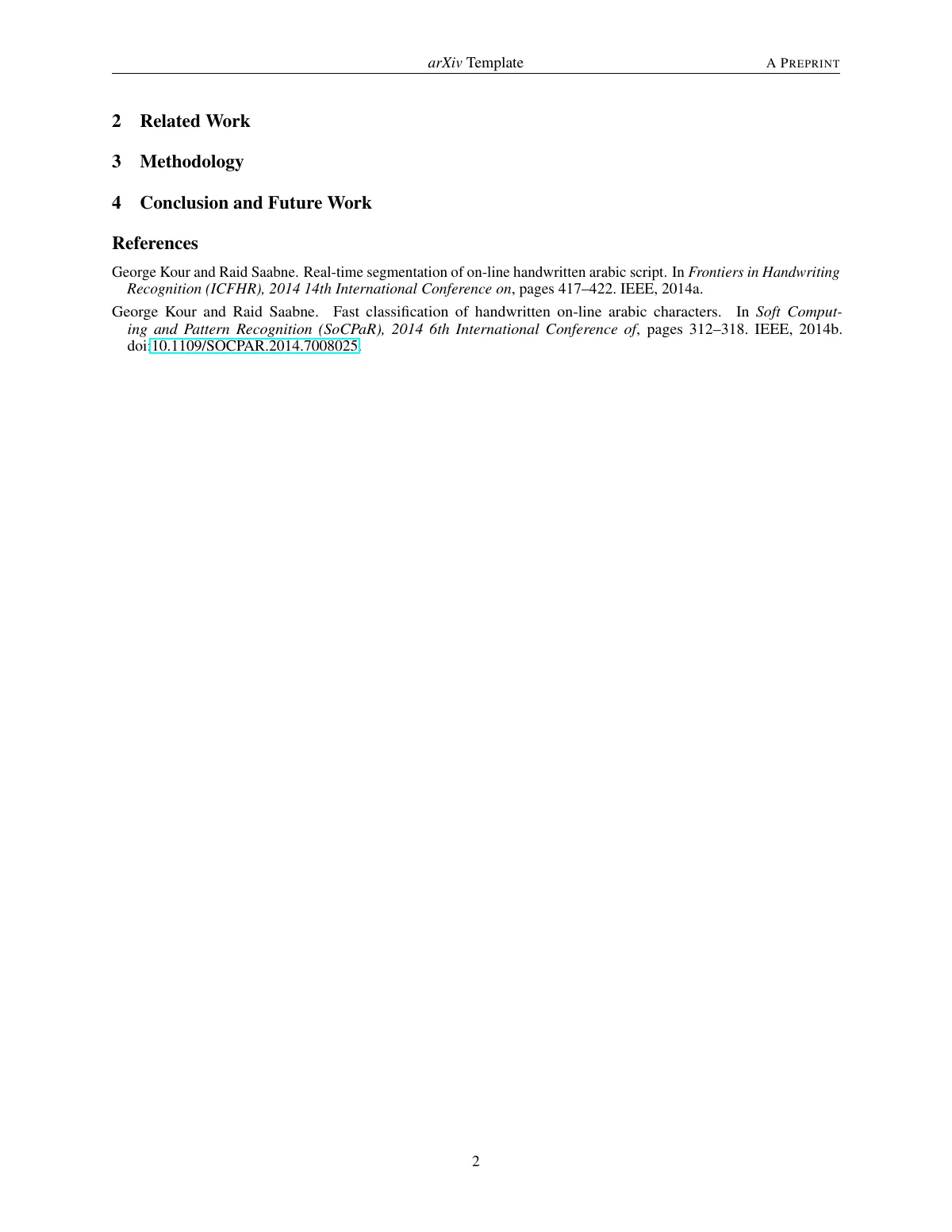ArXiv preprint article LaTeX template, page 2 of 3