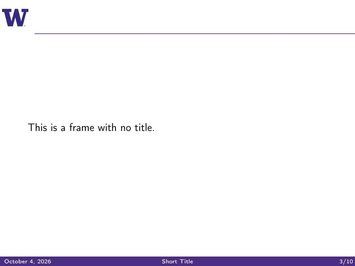 University of Washington Beamer theme LaTeX template, page 4 of 12
