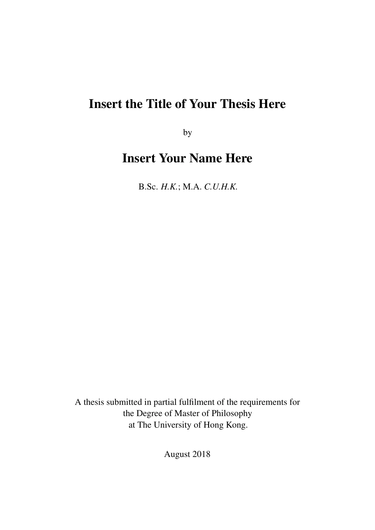 University of Hong Kong MPhil and PhD thesis LaTeX template, page 3 of 27