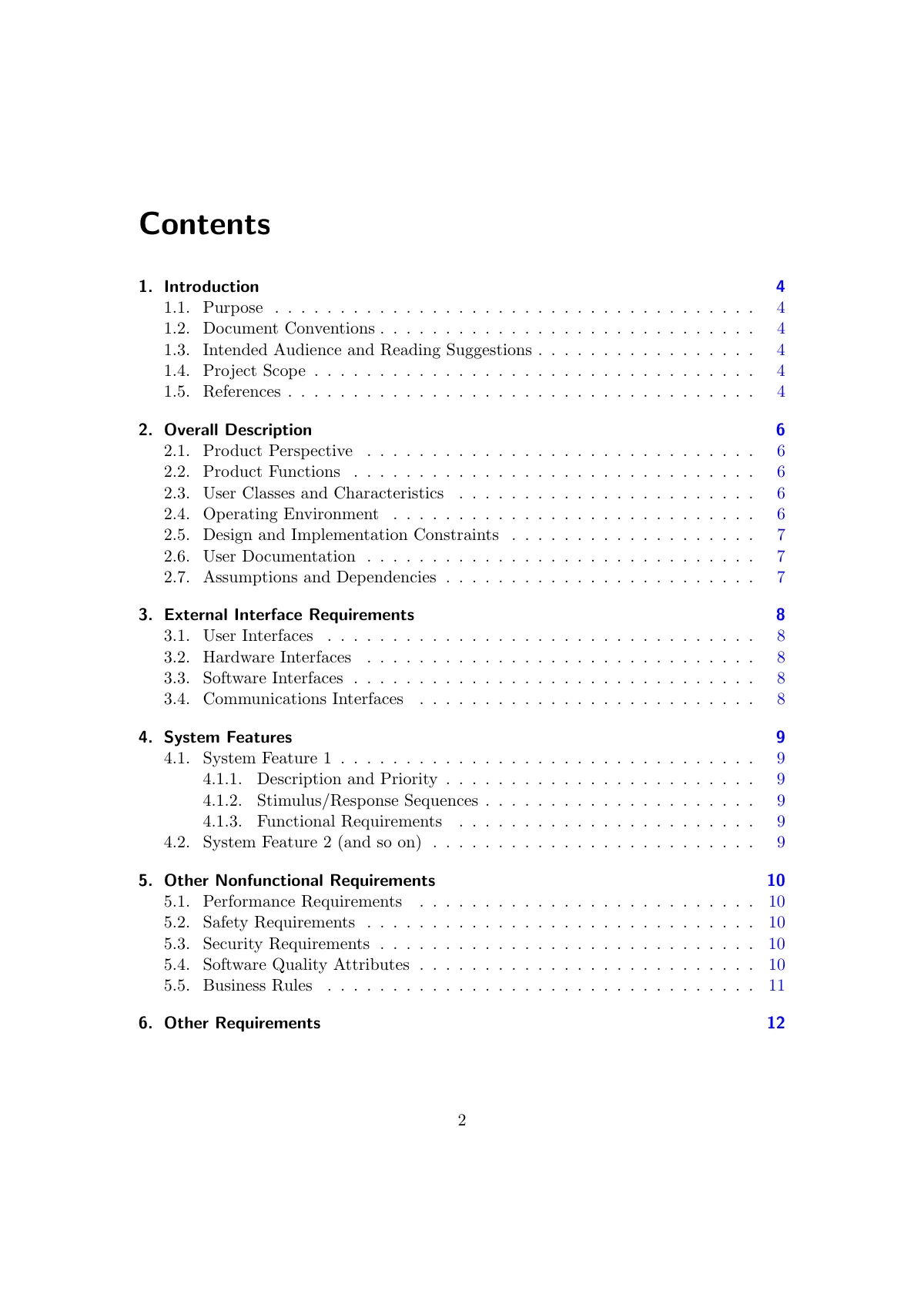IEEE 29148 software requirements specification LaTeX template, page 3 of 17
