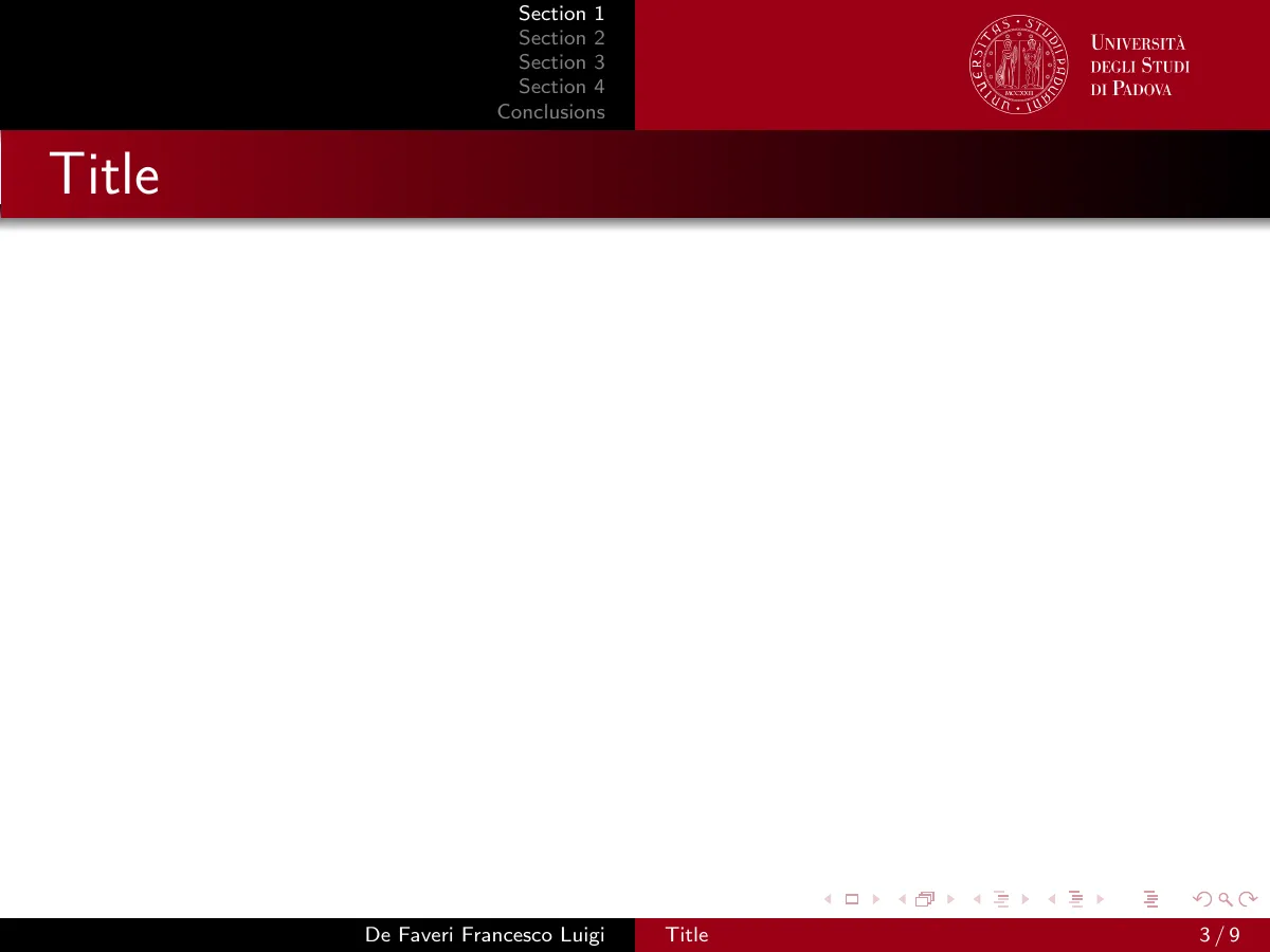 University of Padua Beamer theme LaTeX template, page 3 of 9