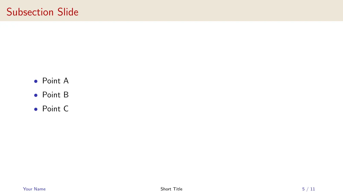 LaTeX-Vorlage Academic Beamer presentation, Seite 5 von 11