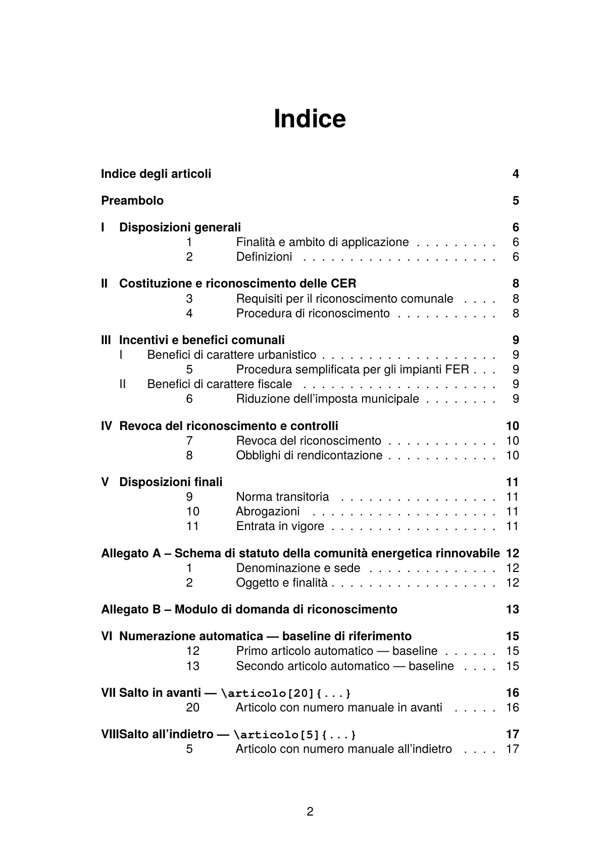 LaTeX-Vorlage Italienische kommunale Verordnung (attinormativi), Seite 3 von 29