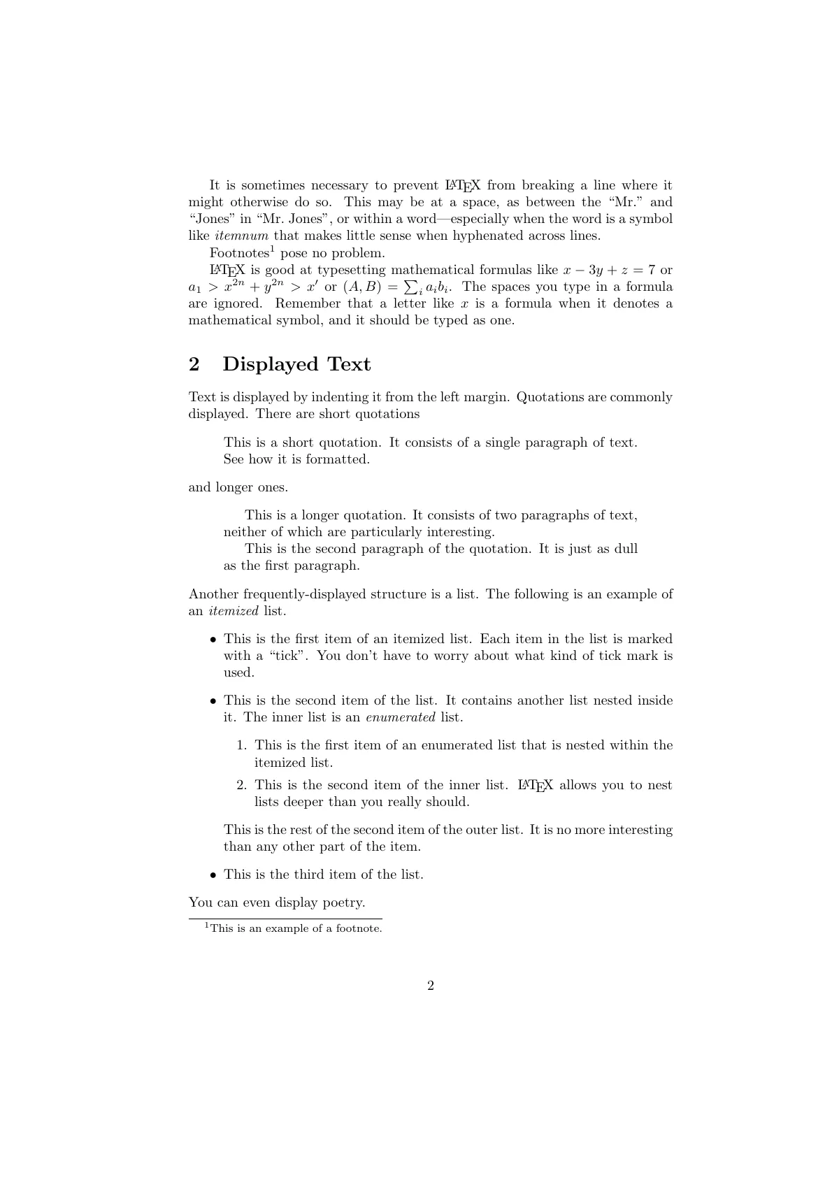 LaTeX sample article (sample2e) LaTeX template, page 2 of 3