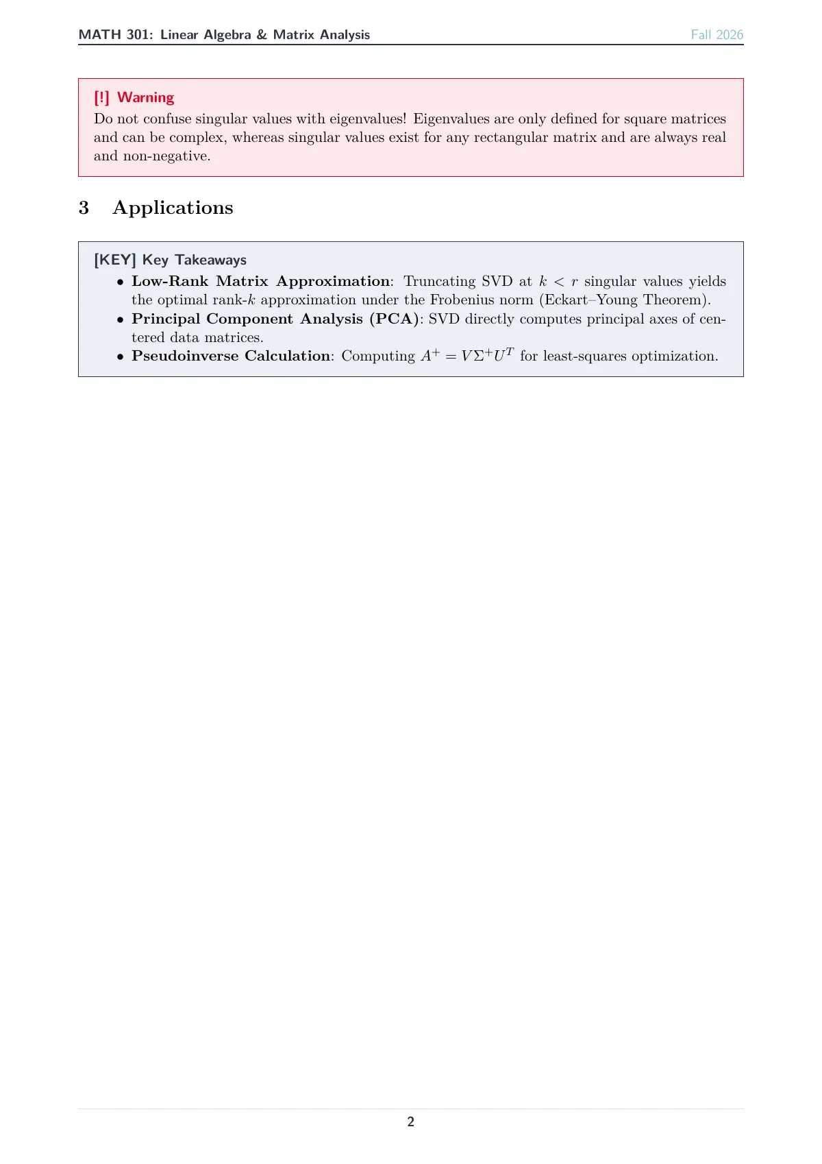 Single lecture handout, modern style LaTeX template, page 2 of 2