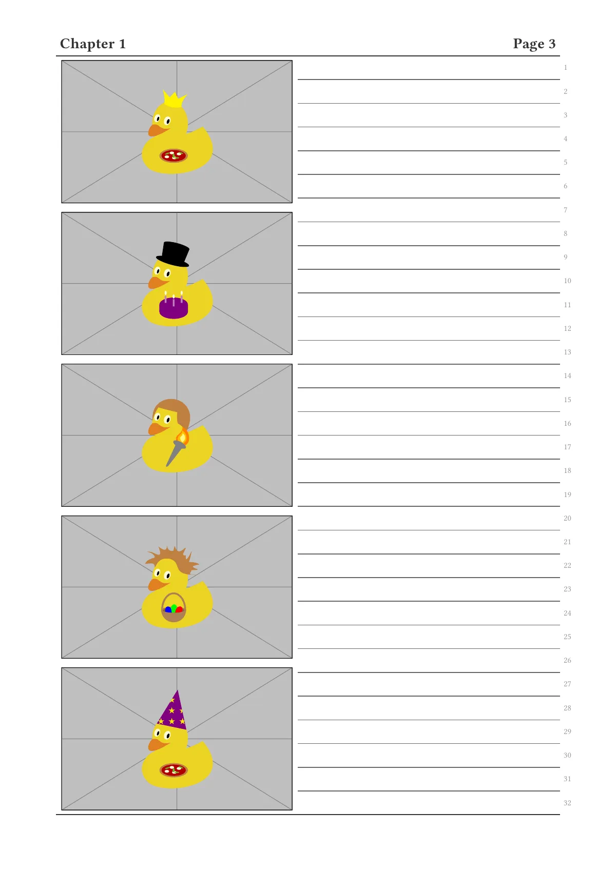 Beamer-style slides on note pages, 32 per page LaTeX template, page 3 of 4