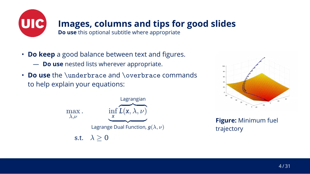 University of Illinois Chicago Beamer theme LaTeX template, page 5 of 35