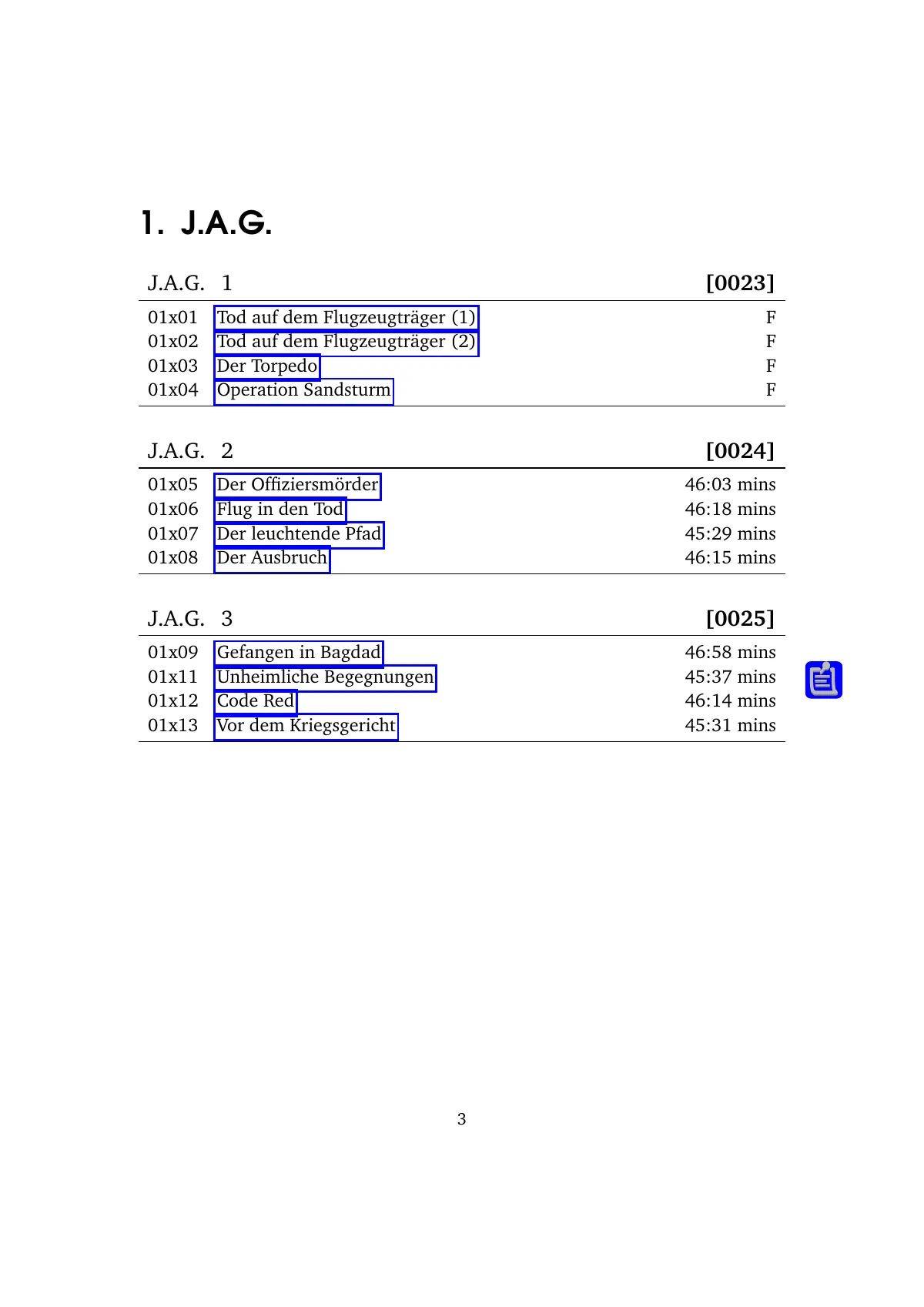 DVD collection catalogue (German) LaTeX template, page 3 of 9