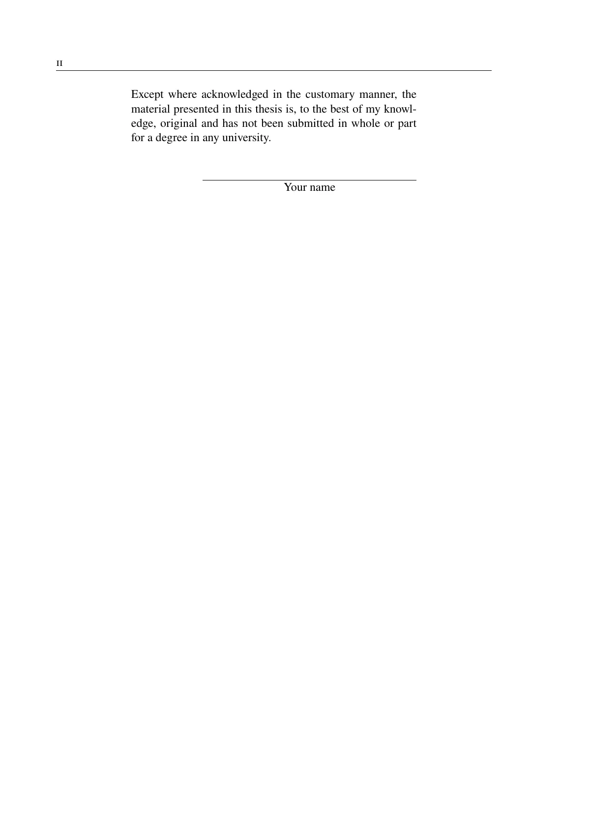Modèle LaTeX Thèse de doctorat et MRes de la Macquarie University, page 2 sur 25