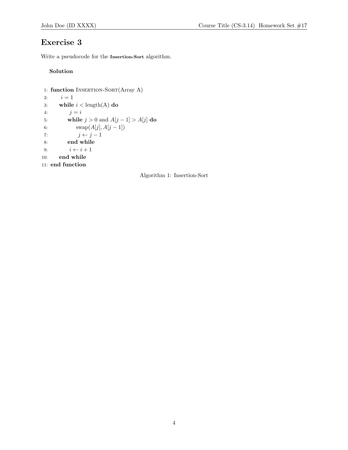 Homework assignment, University of Crete LaTeX template, page 4 of 8