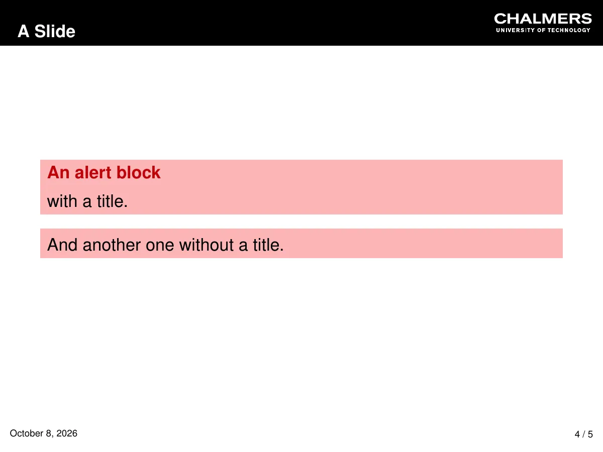 Chalmers Beamer presentation LaTeX template, page 4 of 5