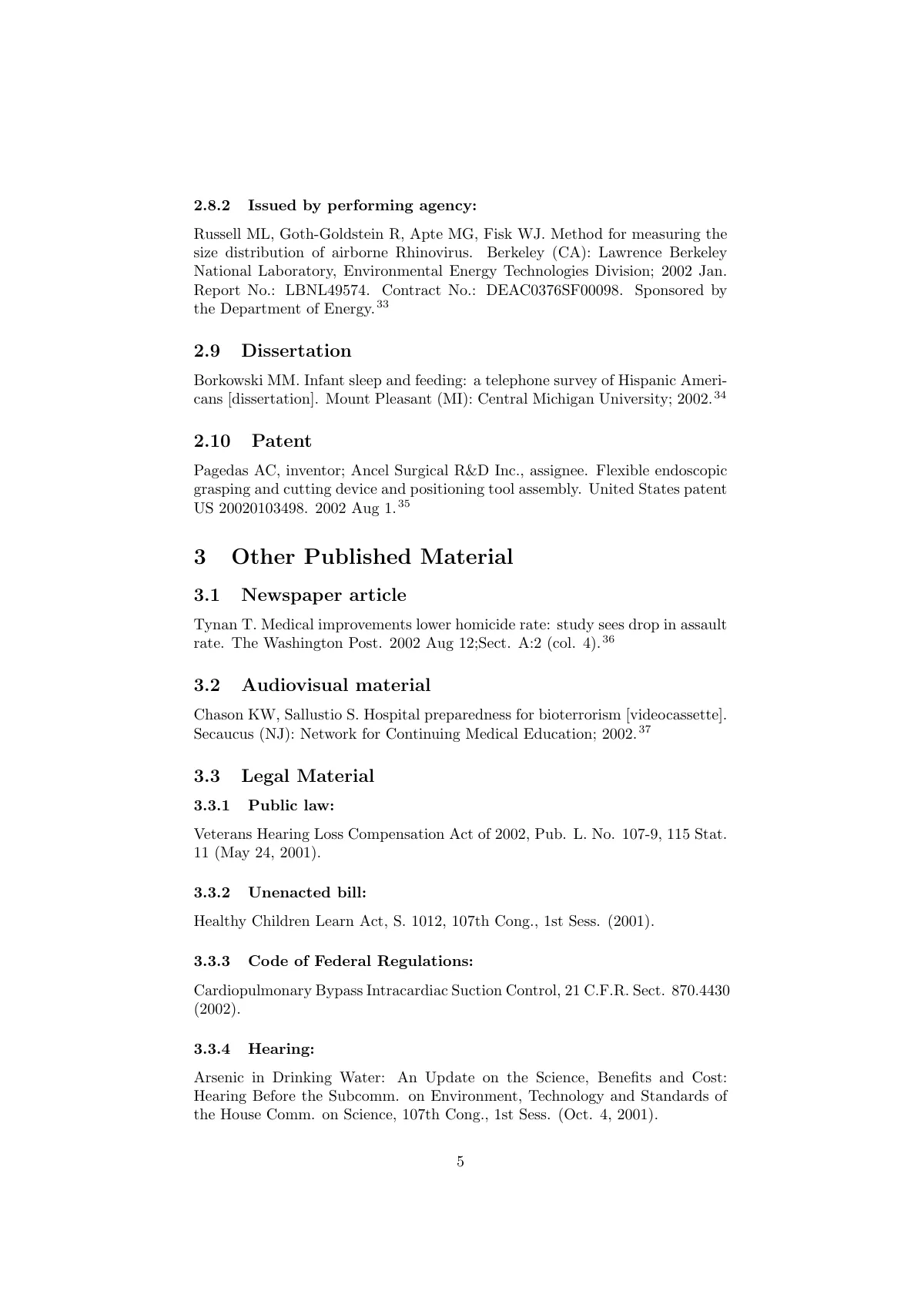 Vancouver reference style for biomedical journals LaTeX template, page 5 of 10