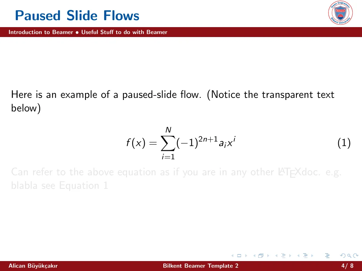 Bilkent University Beamer theme LaTeX template, page 5 of 10