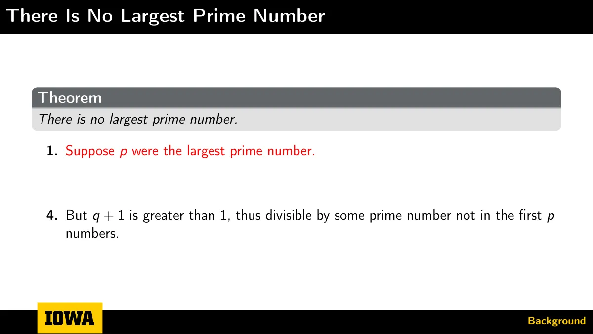 University of Iowa Beamer theme LaTeX template, page 3 of 7