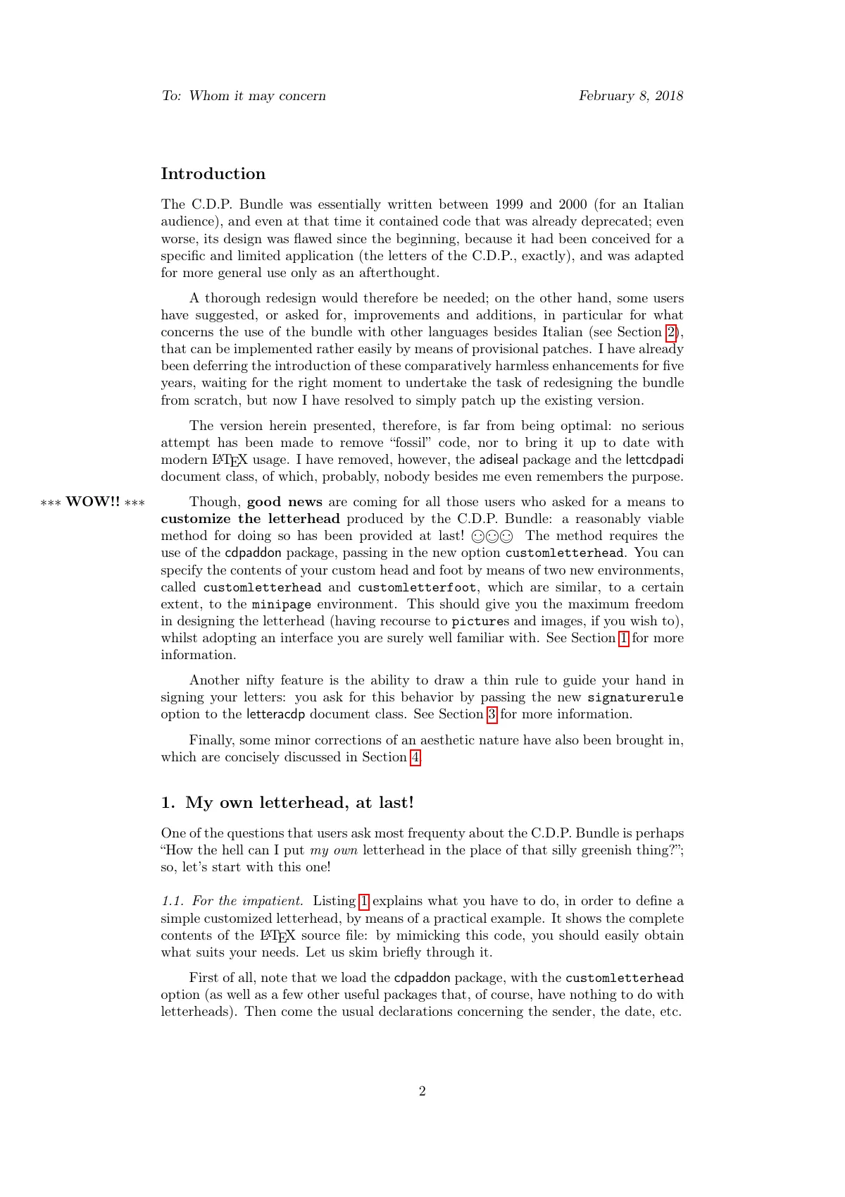 LaTeX-Vorlage Italienischer Geschäftsbrief mit Briefkopf (C.D.P.), Seite 2 von 19