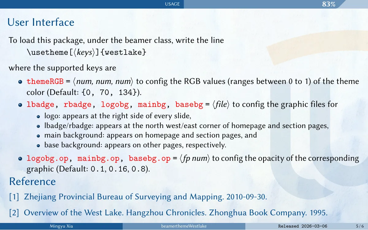 LaTeX-Vorlage Westlake University Beamer theme, Seite 5 von 6