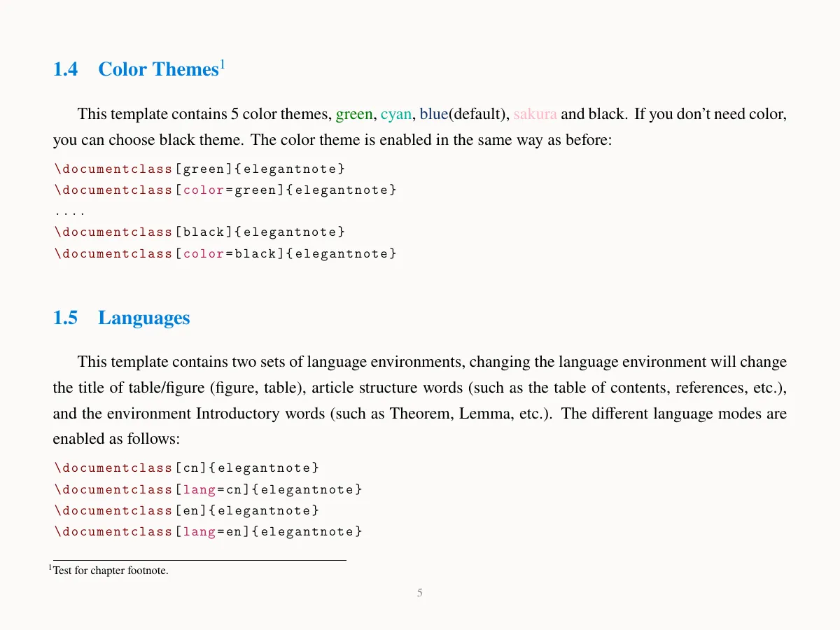 ElegantNote lecture and study notes LaTeX template, page 5 of 10
