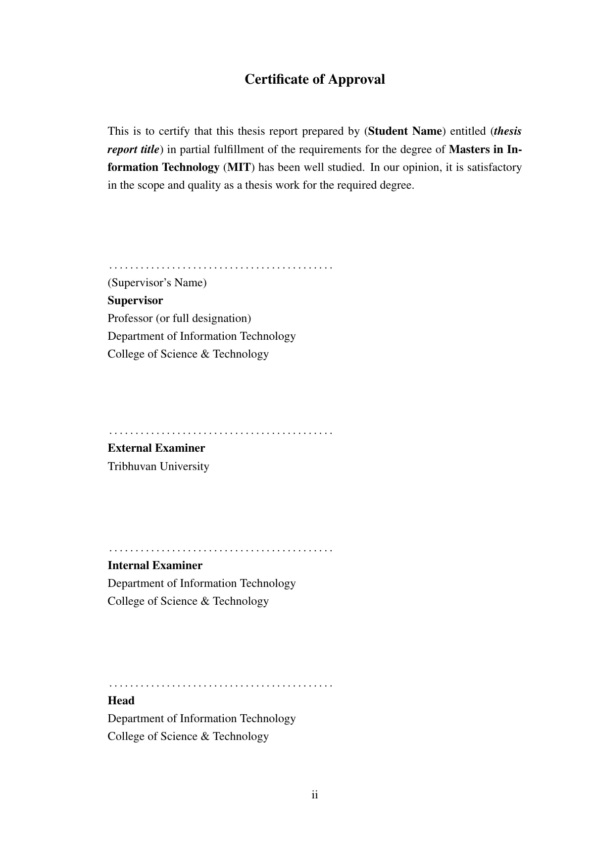 LaTeX-mallen Examensrapport, Tribhuvan University, sida 3 av 31