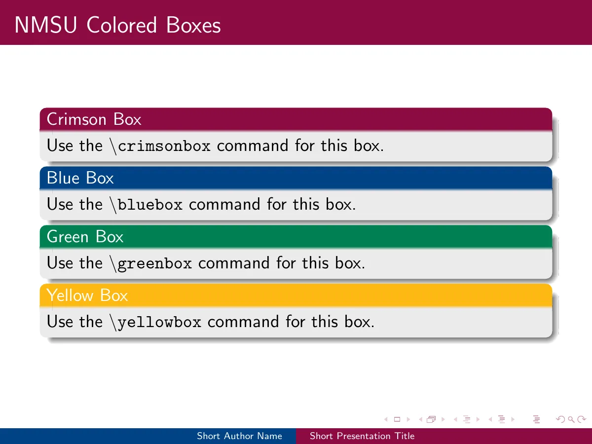 New Mexico State University Beamer theme LaTeX template, page 2 of 4
