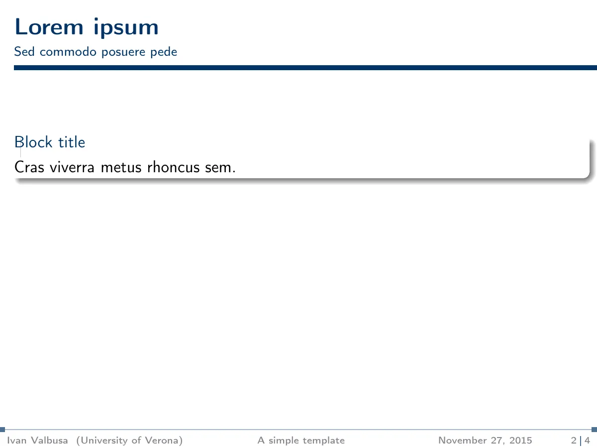 LaTeX-Vorlage Verona Beamer-Theme, Standard, Seite 2 von 13