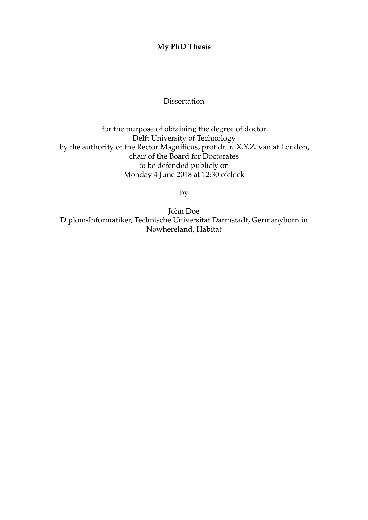 LaTeX-mallen TU Delft PhD thesis (2025), sida 2 av 16