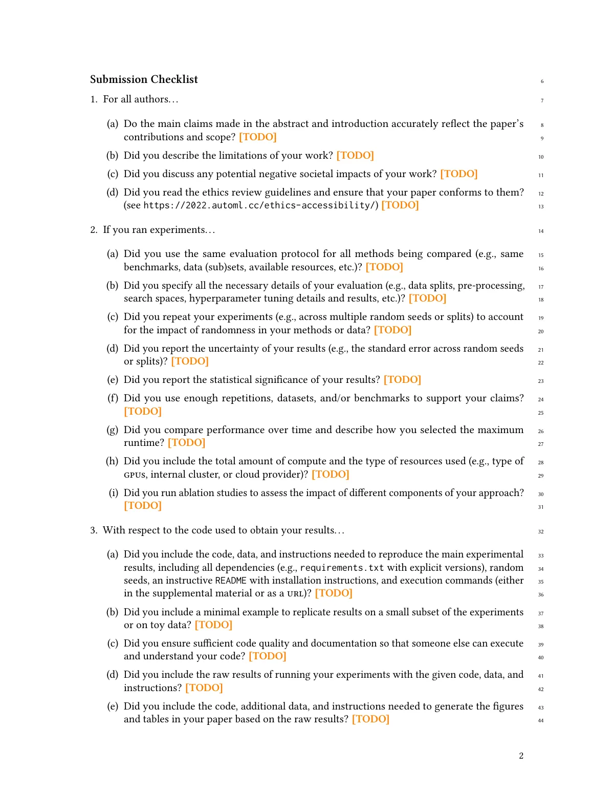 LaTeX-Vorlage AutoML Conference paper submission, Seite 2 von 4