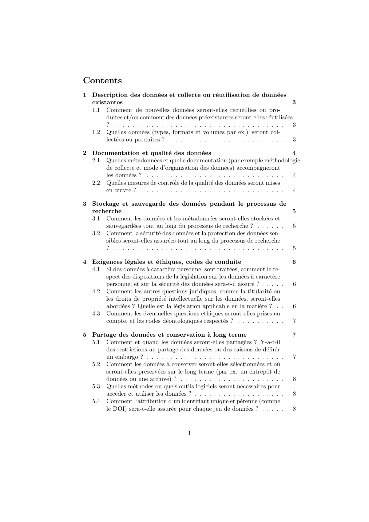 Data management plan for ANR and H2020 LaTeX template, page 2 of 11