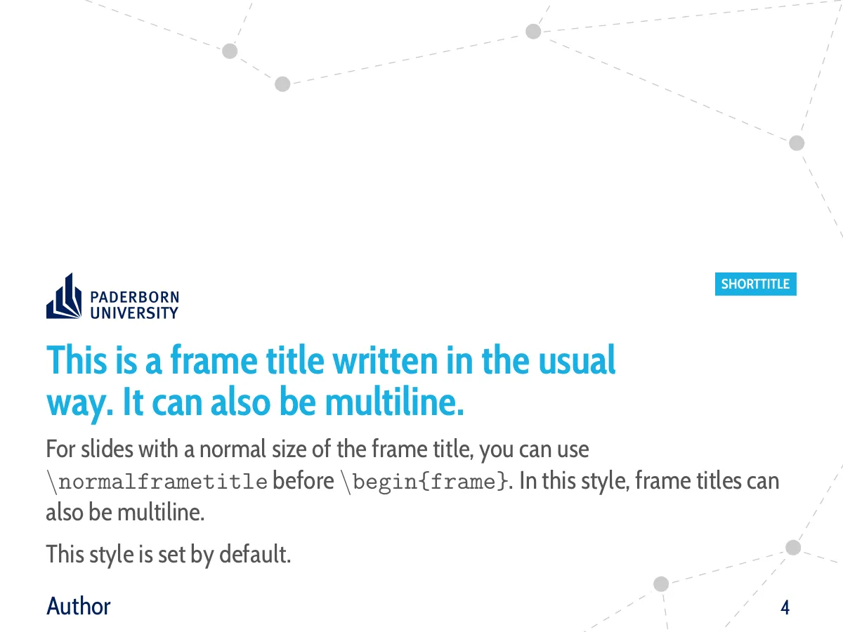 Paderborn University Beamer theme LaTeX template, page 4 of 15