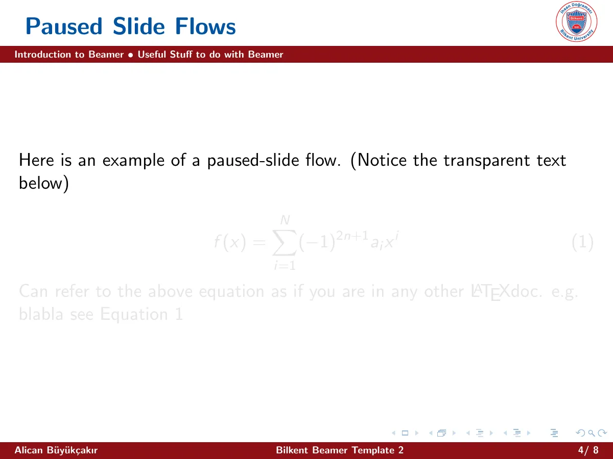Bilkent University Beamer theme LaTeX template, page 4 of 10