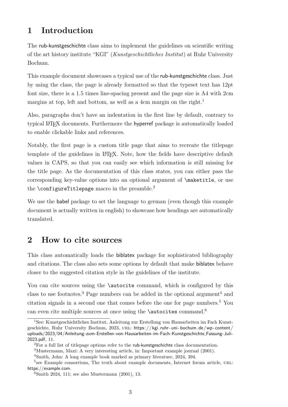 Ruhr University Bochum art history seminar paper LaTeX template, page 3 of 7