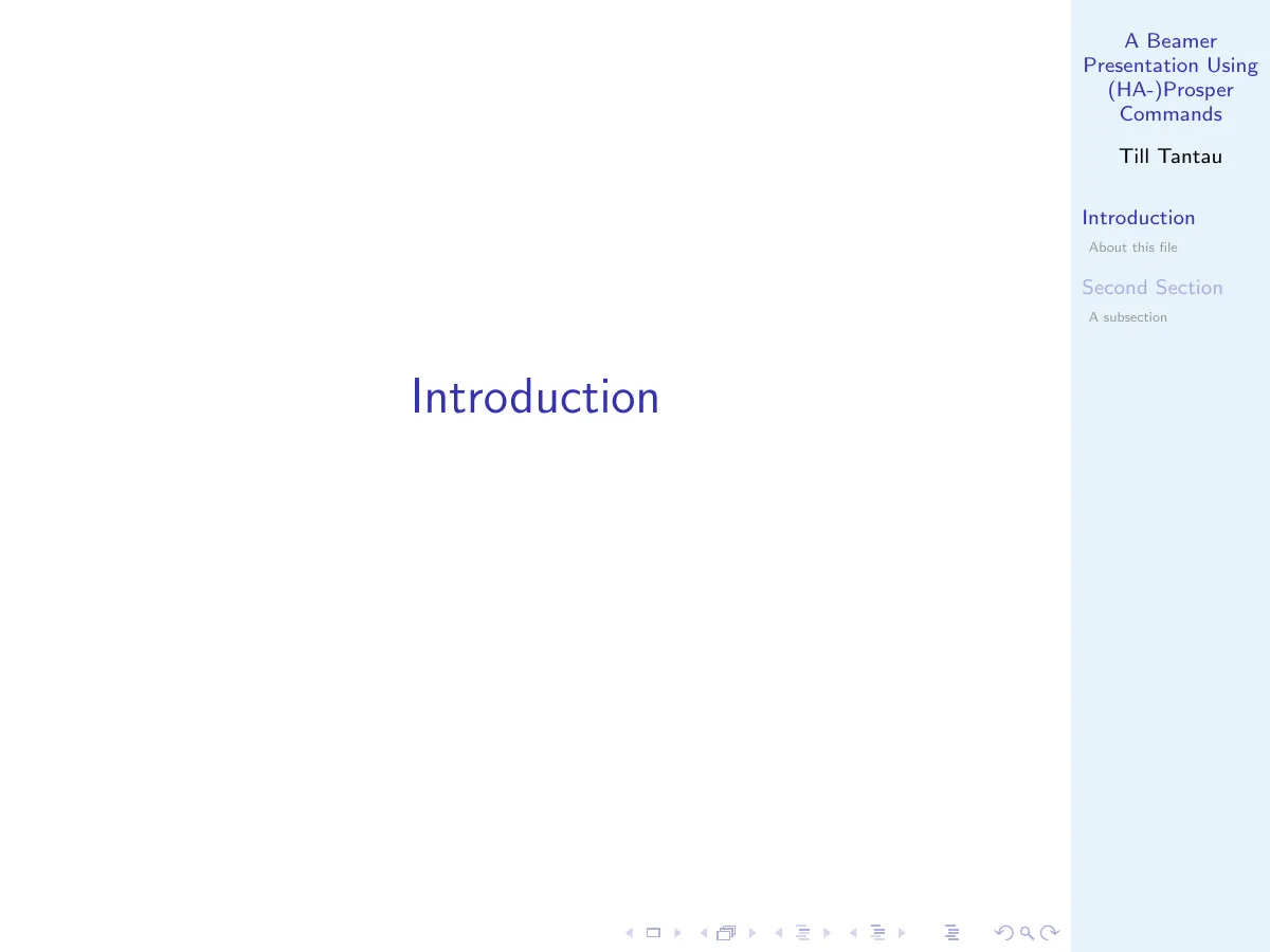 Beamer slides emulating Prosper commands LaTeX template, page 2 of 9