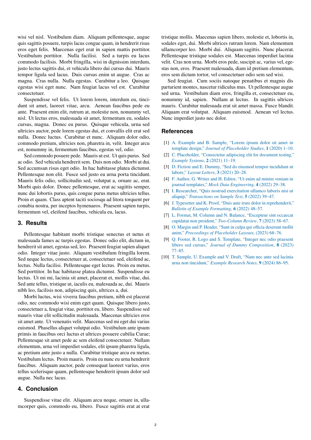Delvierre journal article with graphical abstract LaTeX template, page 2 of 2