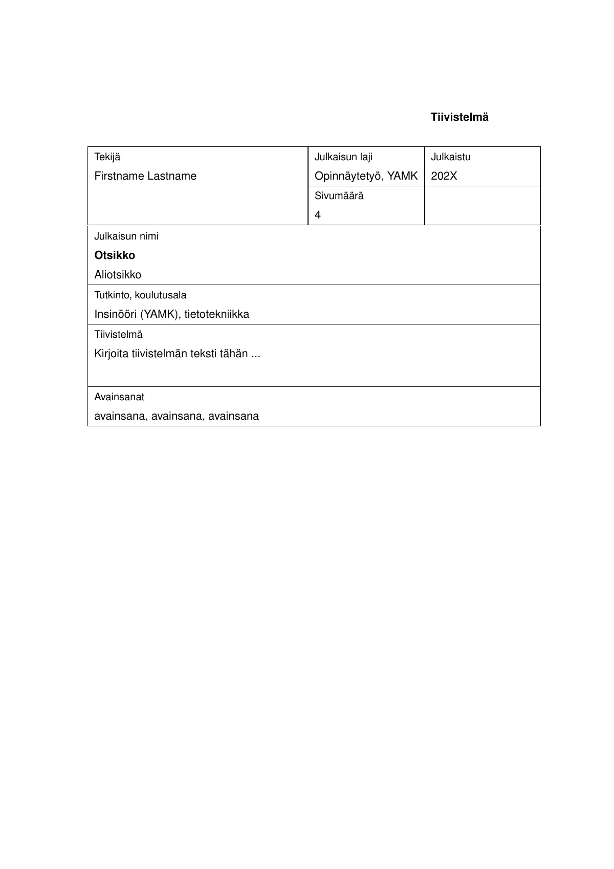 LaTeX-mallen Thesis, LAB University of Applied Sciences, sida 3 av 8