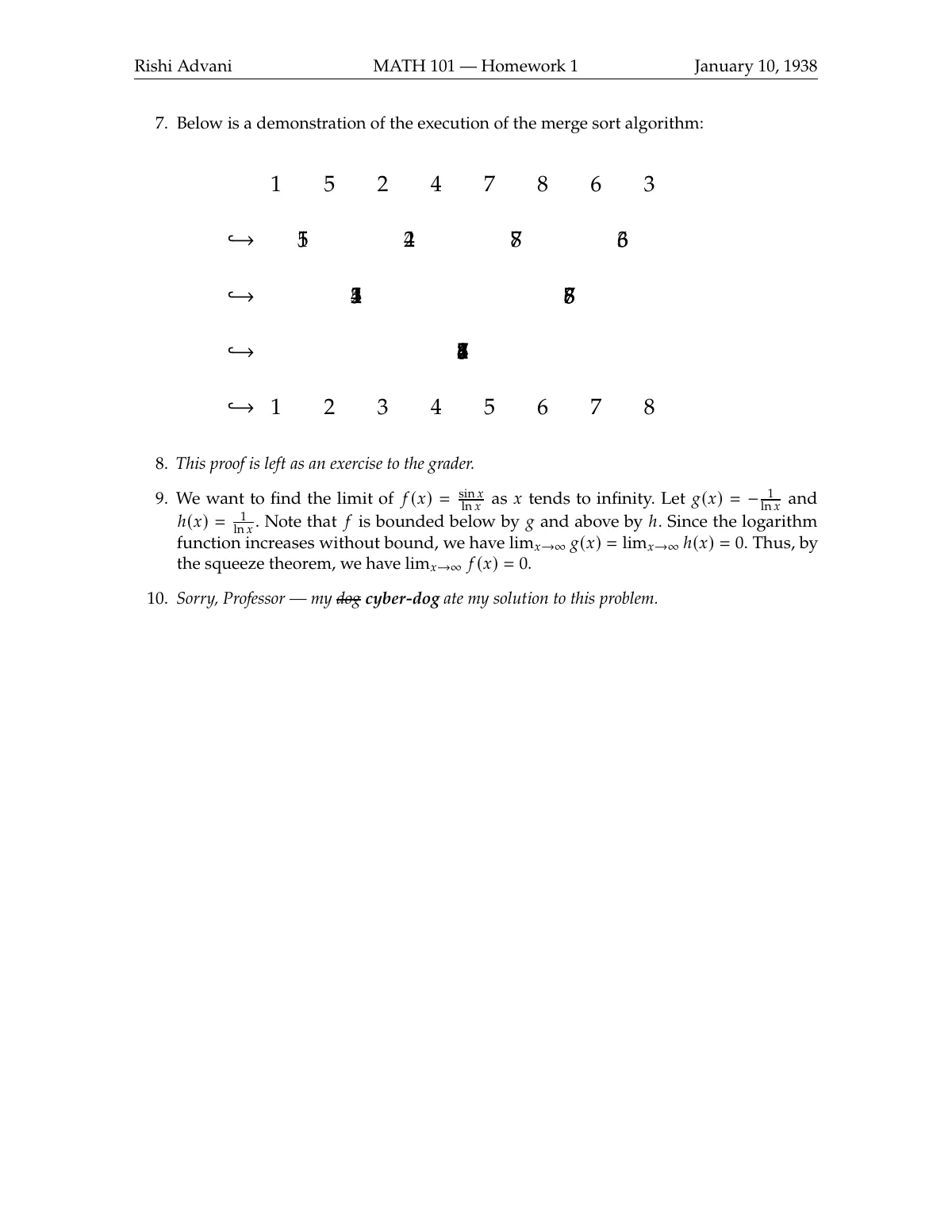 Maths and CS homework solutions LaTeX template, page 2 of 2