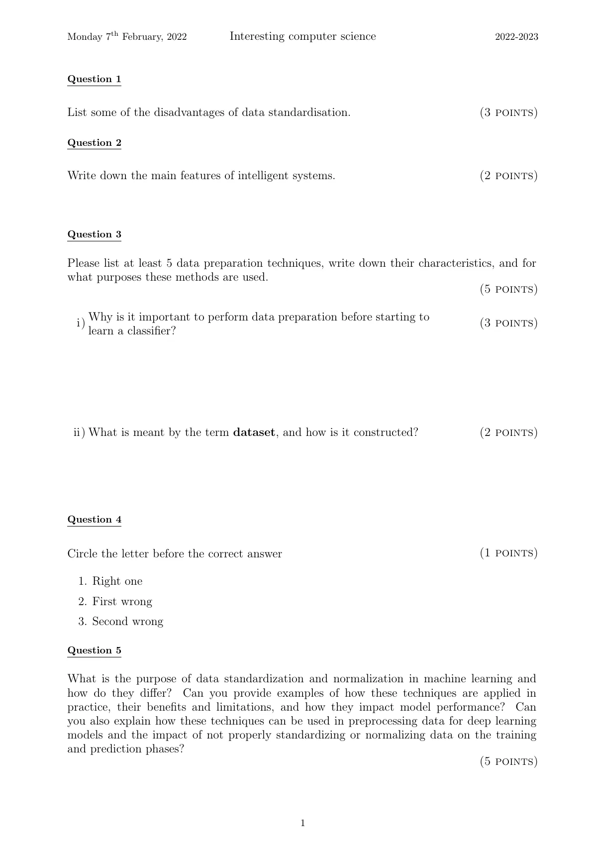 Exam paper with logo and exam details LaTeX template, page 2 of 2