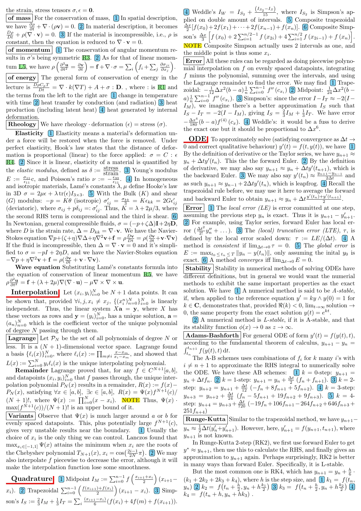 Modèle LaTeX Fiche de notes d'examen sur une page, optimisée, page 2 sur 2