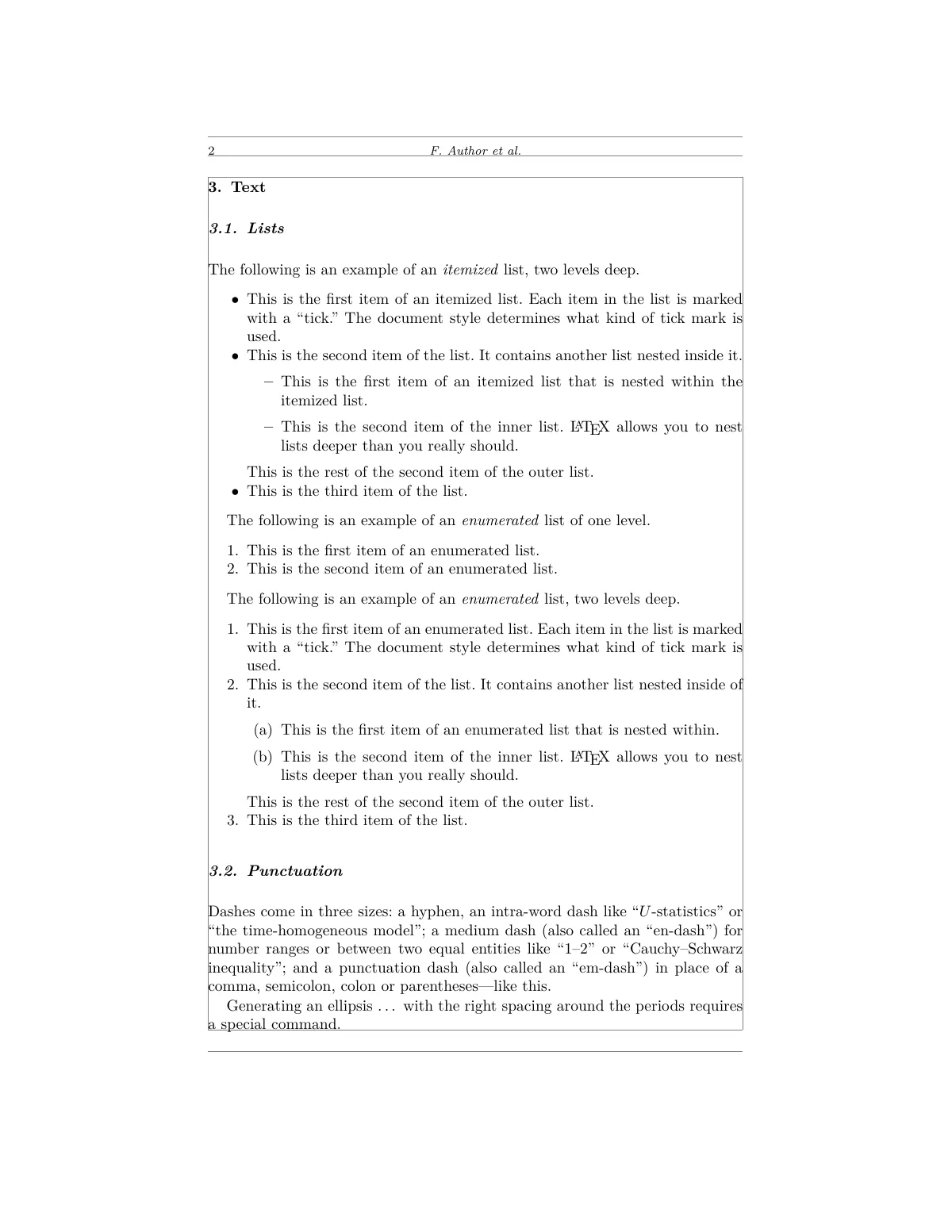 LaTeX-mallen Statistics Surveys tidskriftsartikel, sida 2 av 7