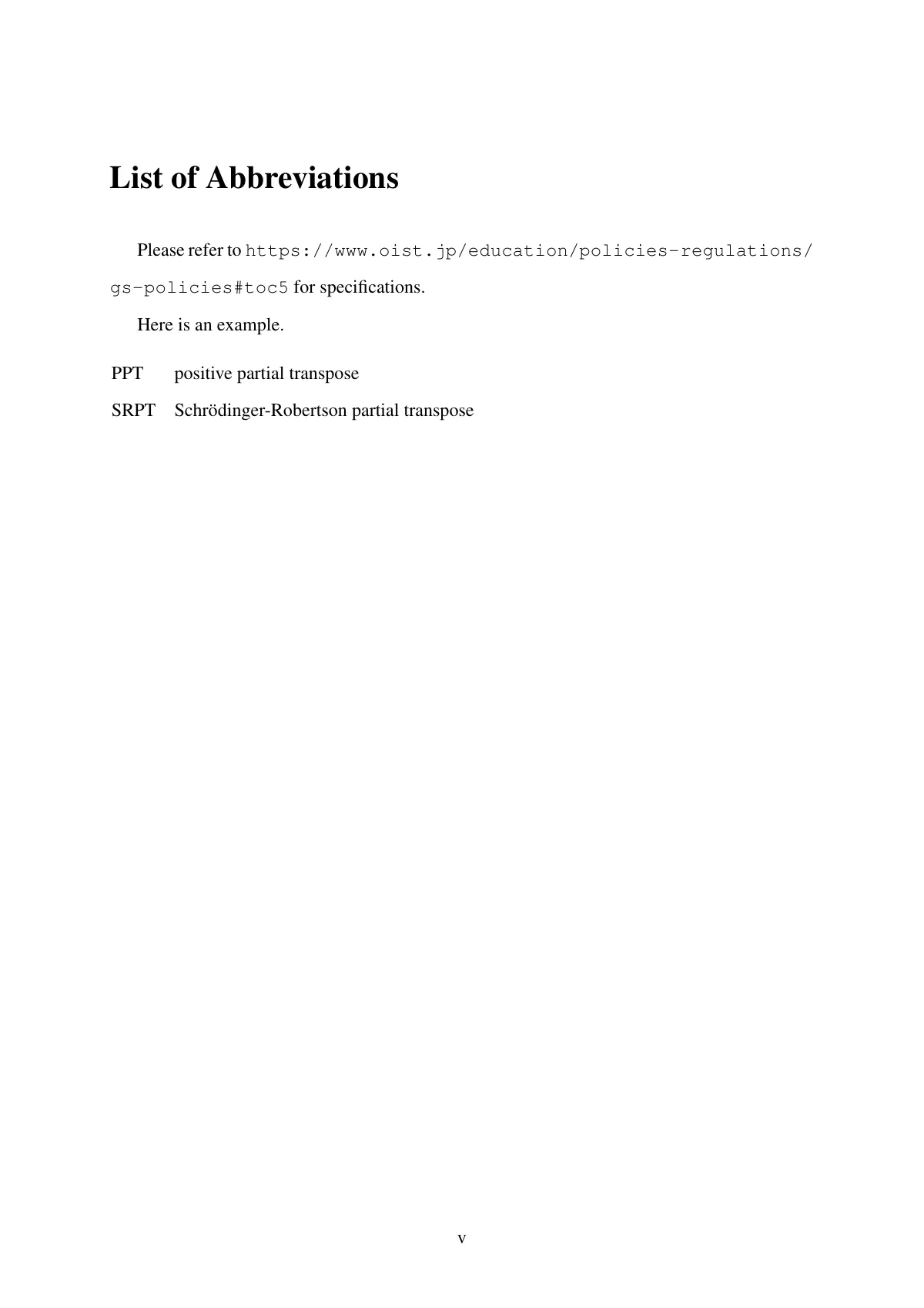 LaTeX-Vorlage OIST-Doktorarbeit (Okinawa Institute of Science and Technology), Seite 5 von 24