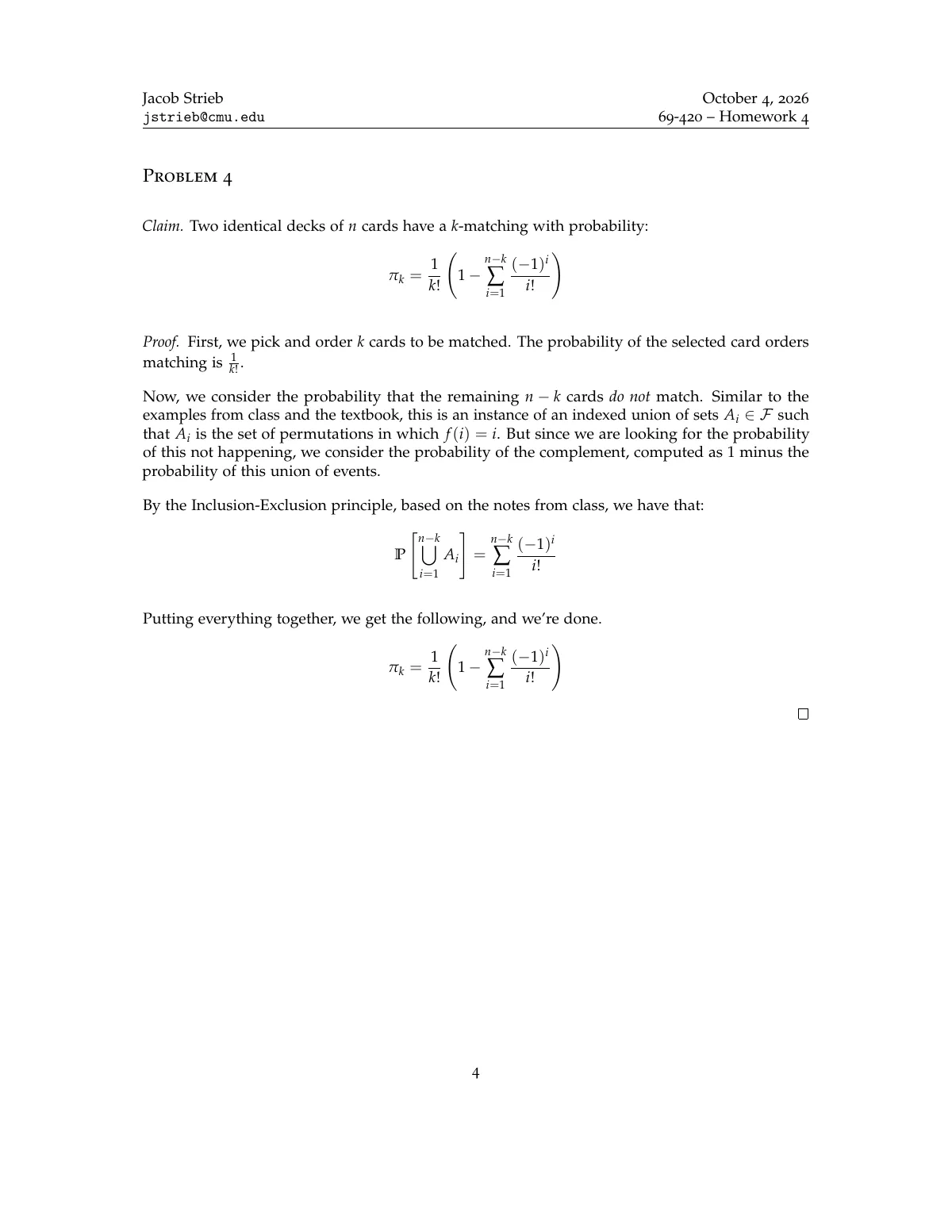 Homework template for maths and computer science LaTeX template, page 4 of 4