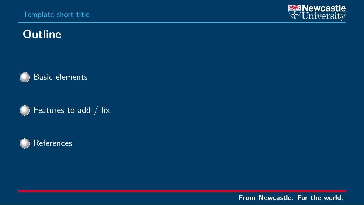 LaTeX-mallen Beamer-presentation för Newcastle University, sida 3 av 16