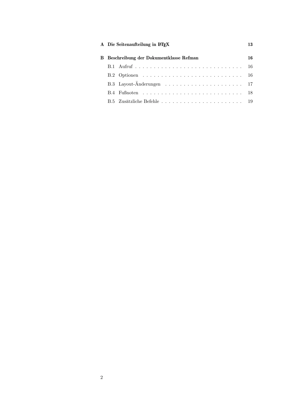 German reference manual layout guide with wide margin LaTeX template, page 2 of 22