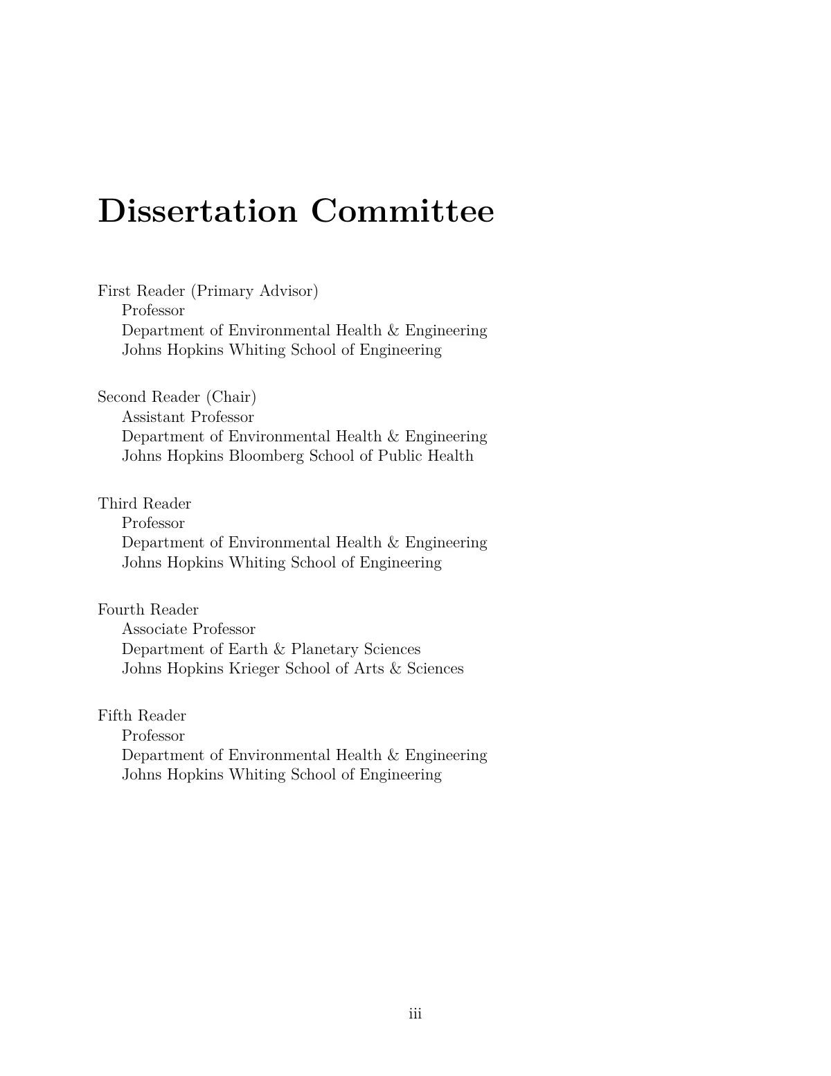 LaTeX-Vorlage Johns Hopkins University PhD-Dissertation und MS-Thesis, Seite 3 von 31