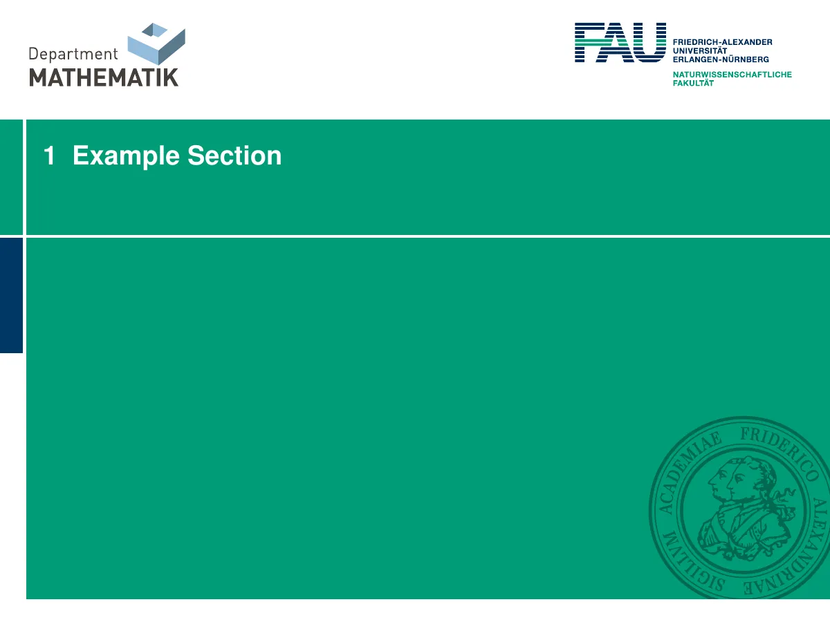 FAU Erlangen-Nuremberg Beamer theme, 16:9 and 4:3 LaTeX template, page 3 of 10