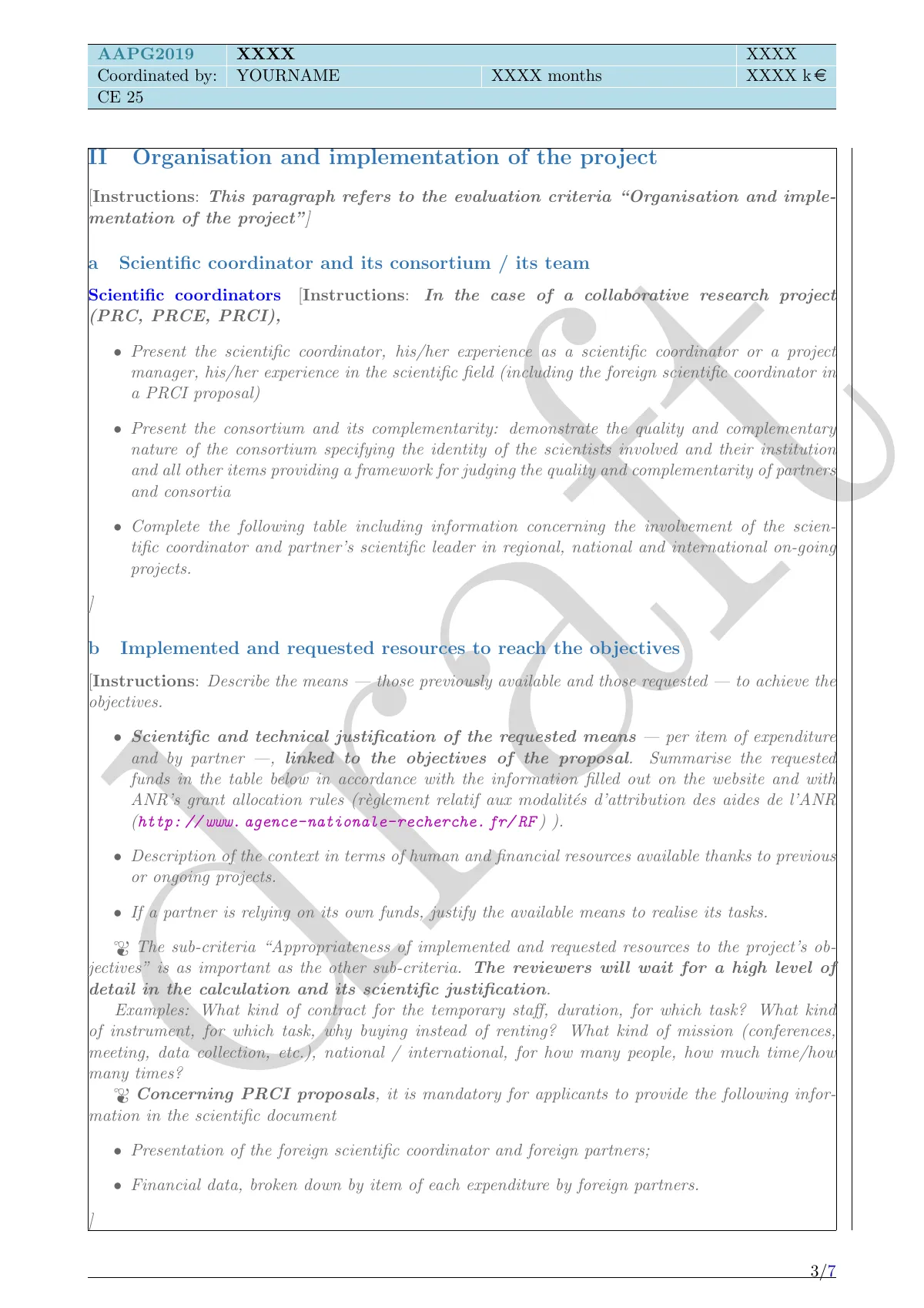 French ANR 2019 grant proposal, phase 2 LaTeX template, page 3 of 7