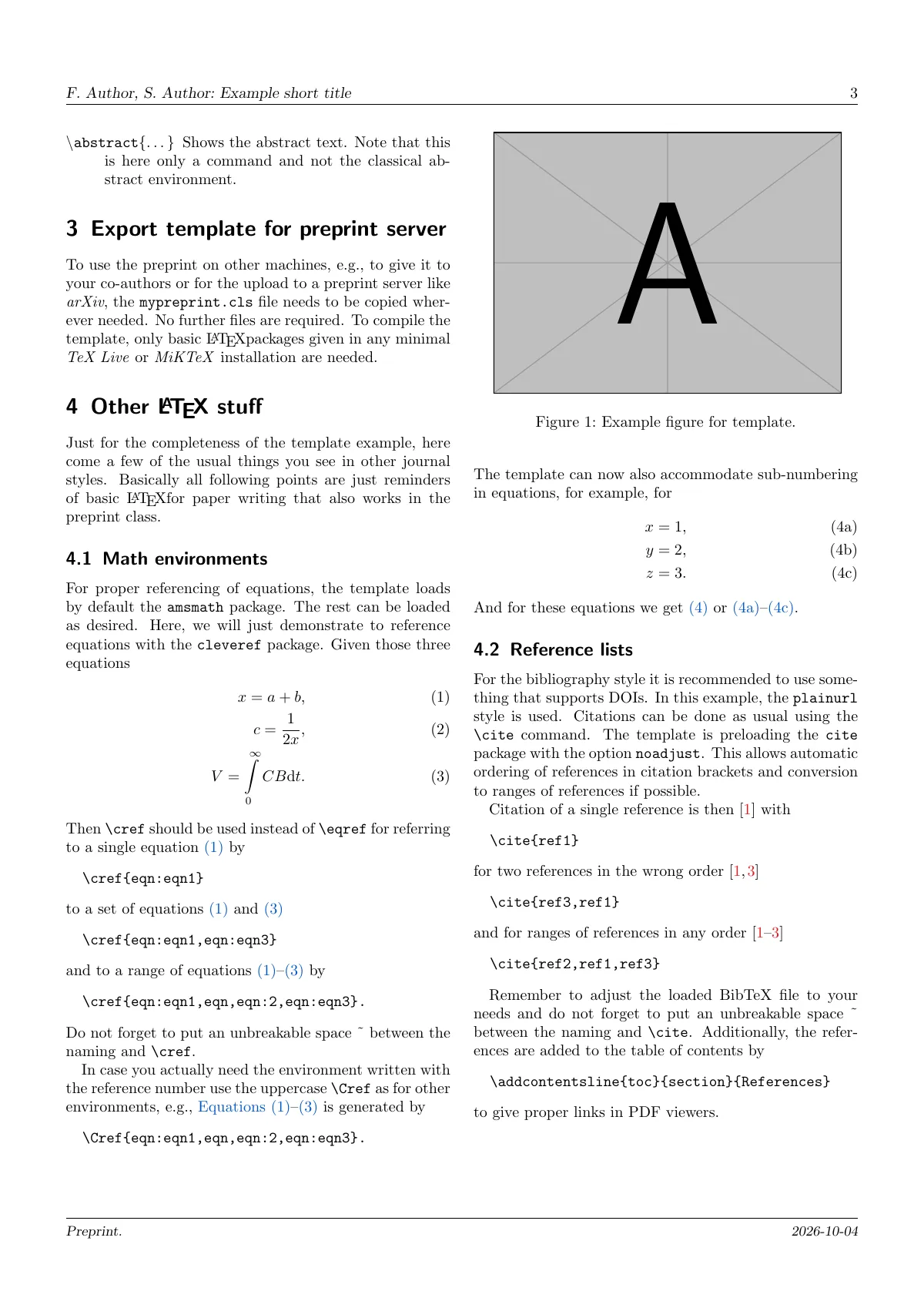 arXiv preprint template with ORCID authors LaTeX template, page 3 of 4