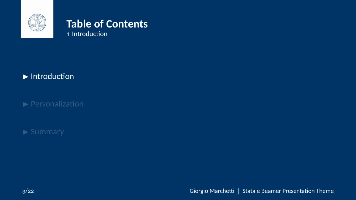 University of Milan Statale Beamer presentation LaTeX template, page 3 of 25