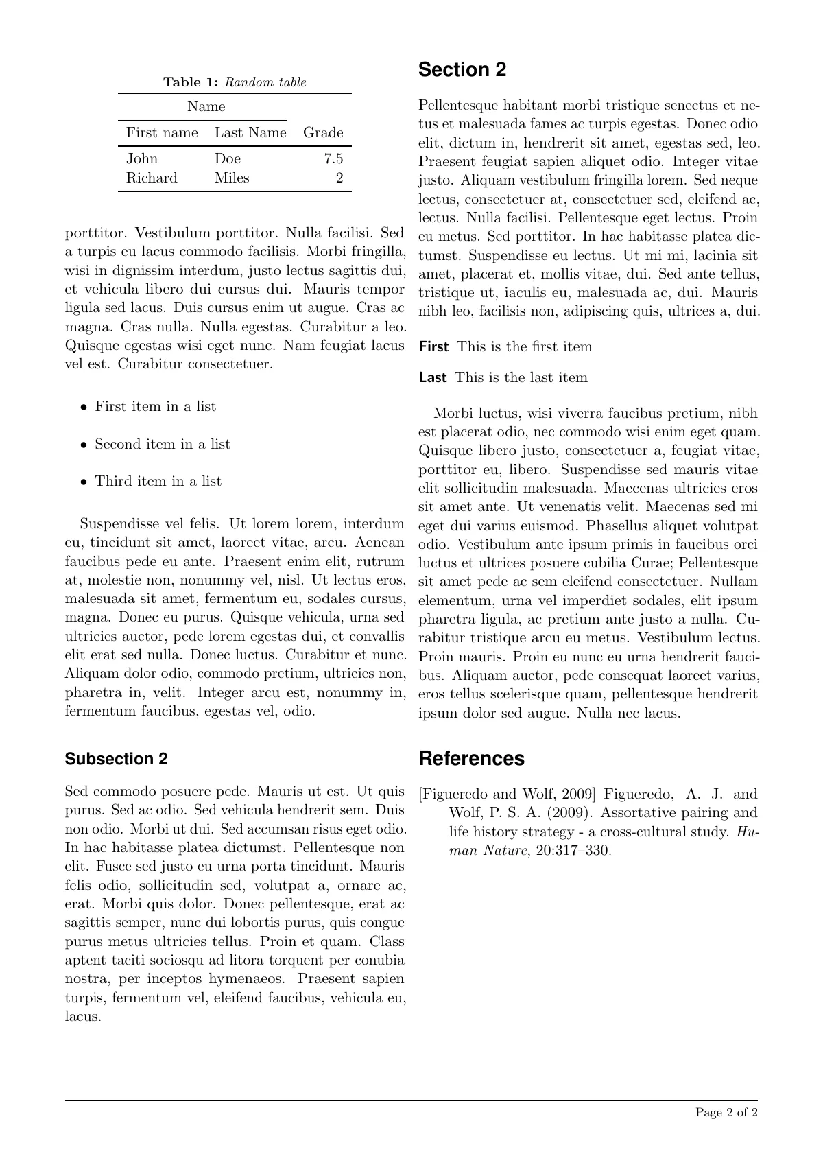 Short article with coloured title and drop cap LaTeX template, page 2 of 2