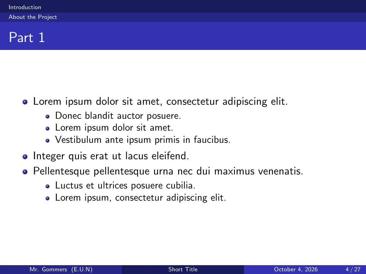 LaTeX-Vorlage Large Beamer presentation boilerplate, Seite 4 von 27