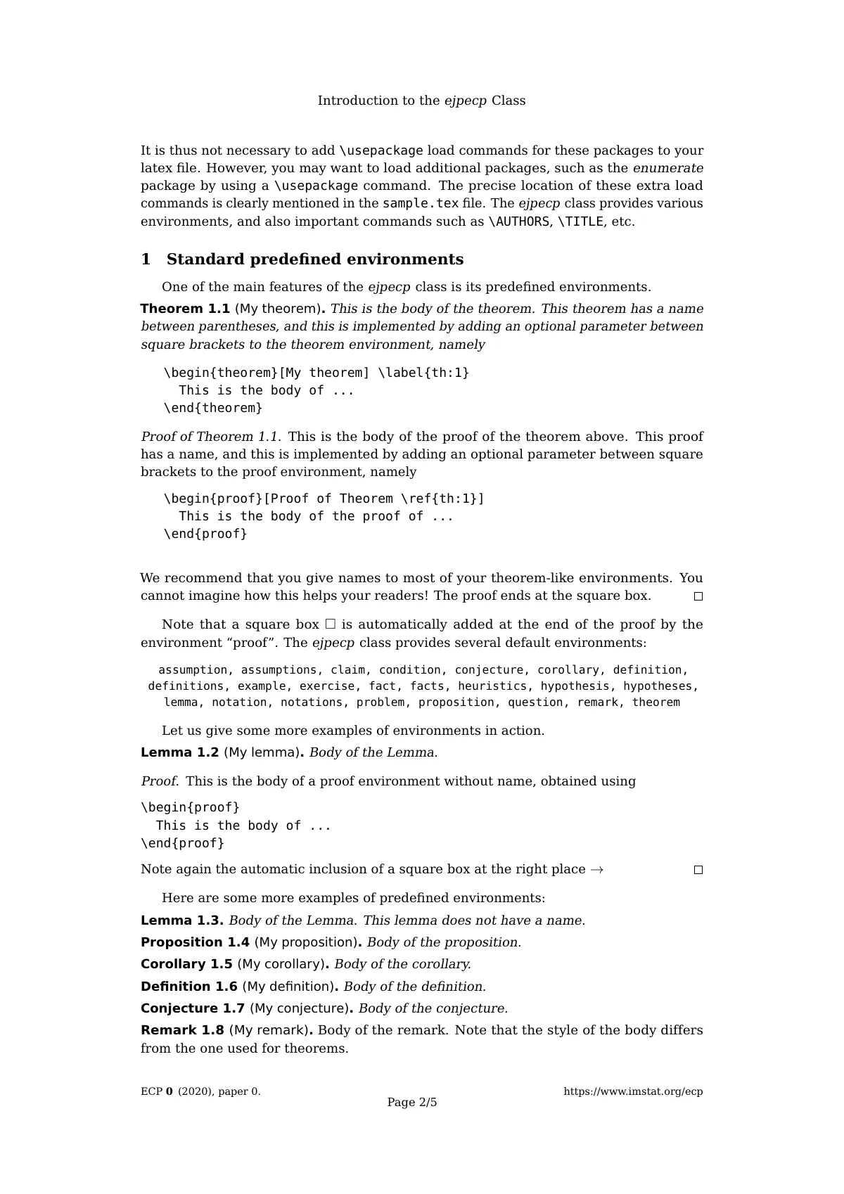 EJP and ECP probability journal article LaTeX template, page 2 of 5