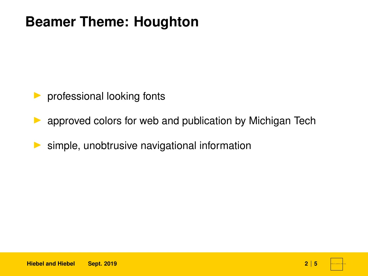 LaTeX-Vorlage Michigan Tech Beamer-Präsentations-Themes, Seite 4 von 9